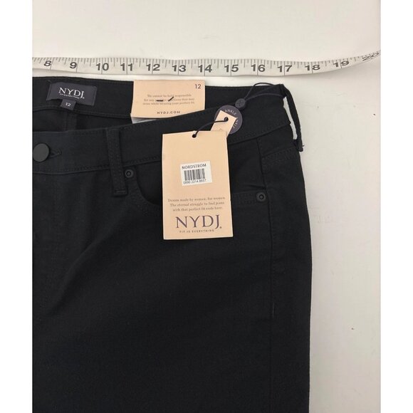 Polished Casual NYDJ Jeans 12 Sheri Slim Black Lift Tuck Ankle Slit NWT 5 Pocket - Picture 8 of 15